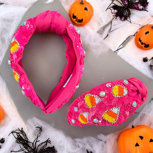 Hot Pink Sequined Candy Corn Headband