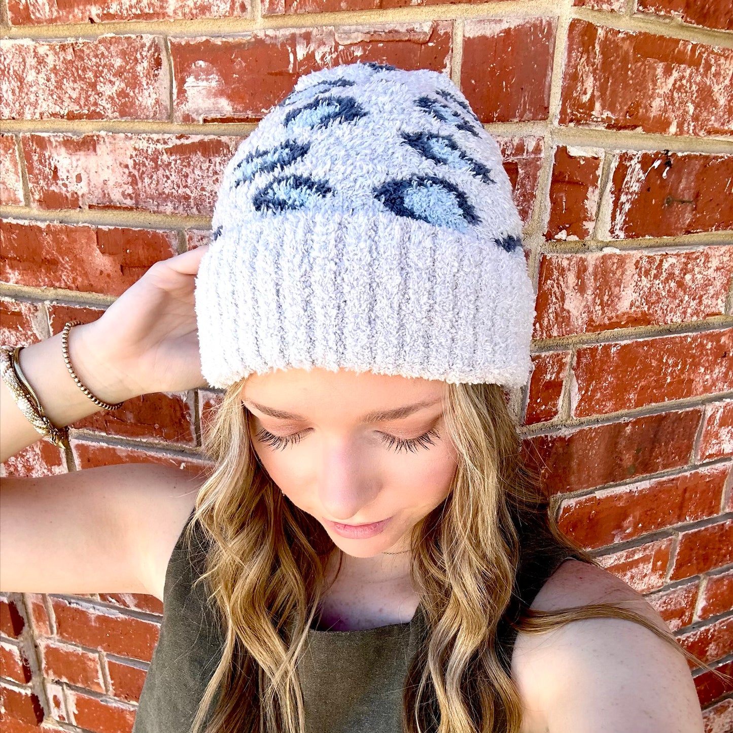 Blue Cheetah Print Beanie