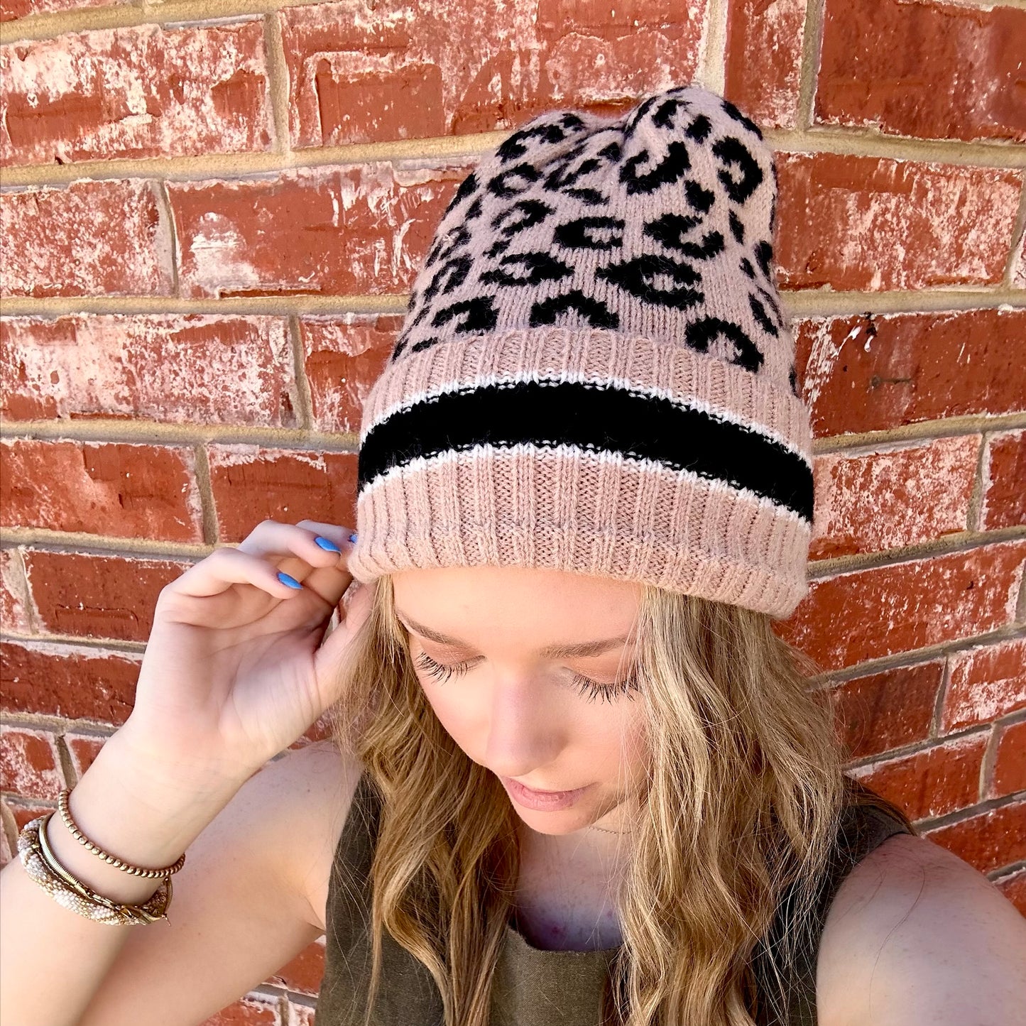 Knit Cheetah Print Beanie