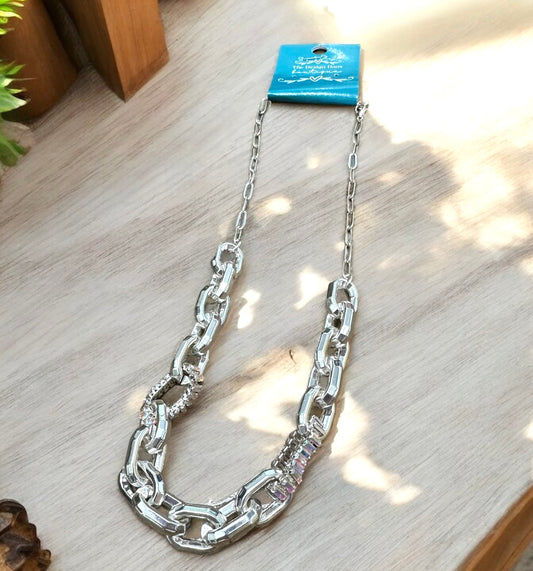 Chunky Rhinestone Chain Necklace