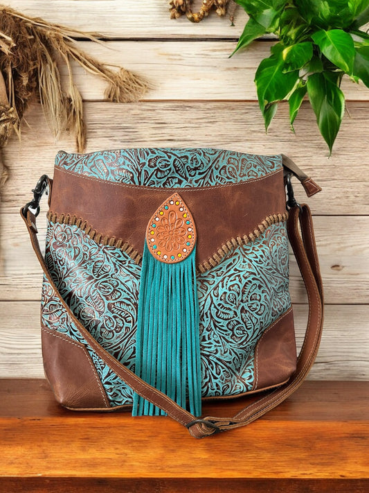 Myra Tooled Leather Shoulder Bag