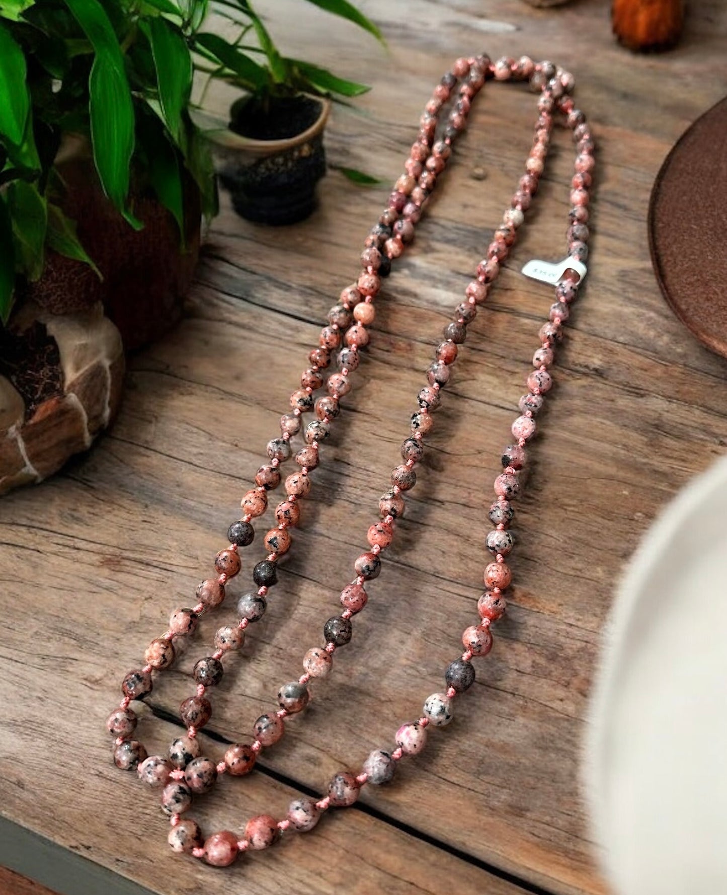 Dark Coral Glass Bead Necklace