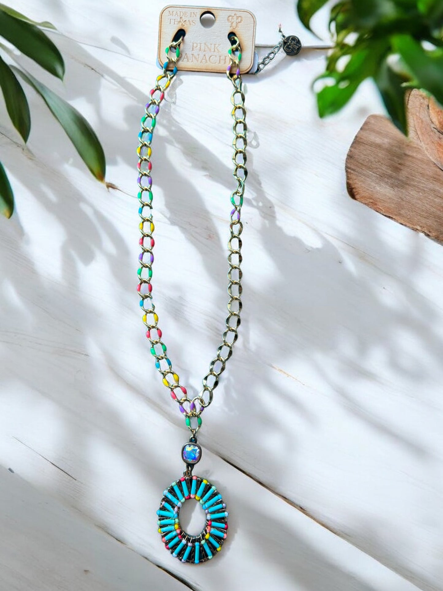 Multicolored Necklace with Beaded Pendant