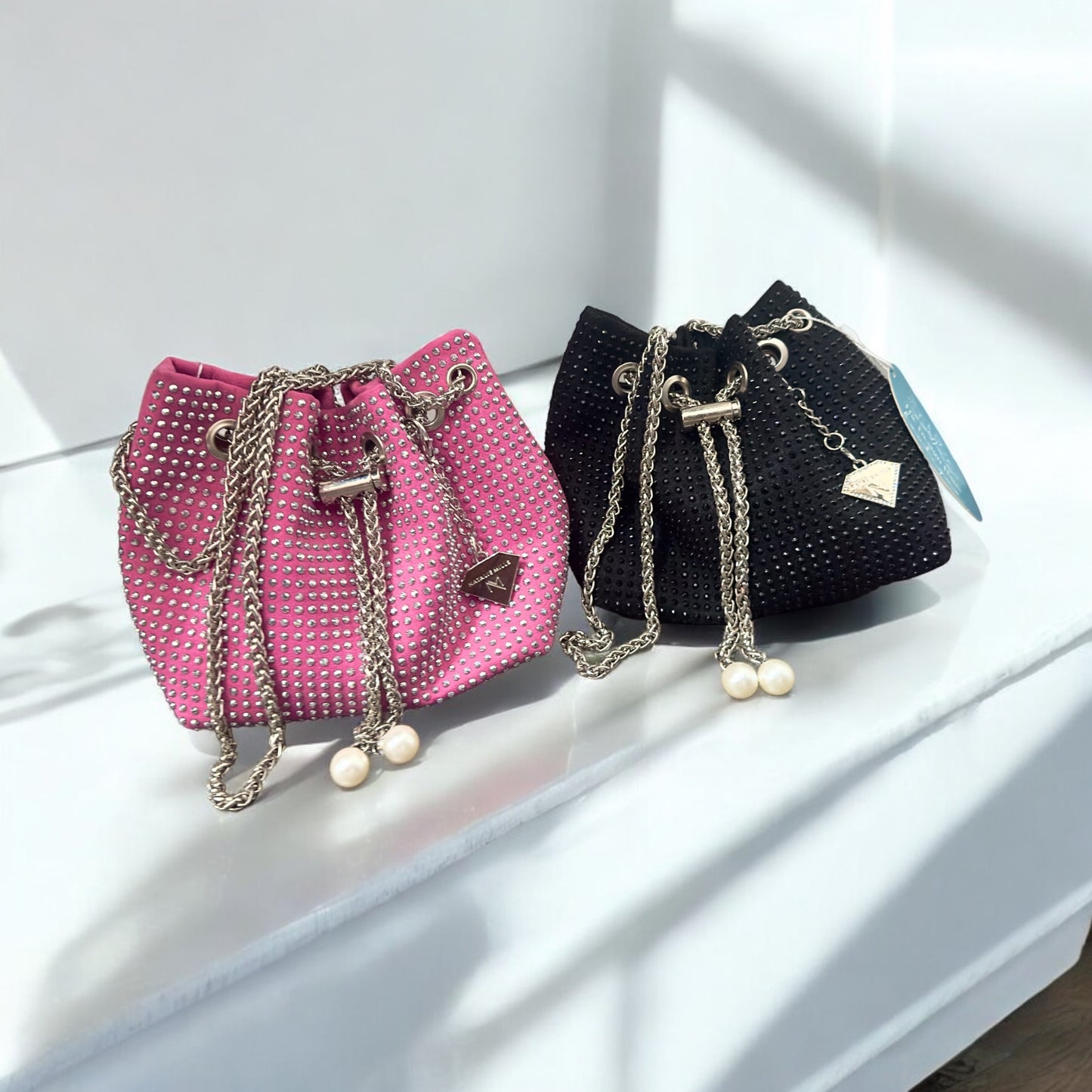 Rhinestone Rena Drawstring Handbag