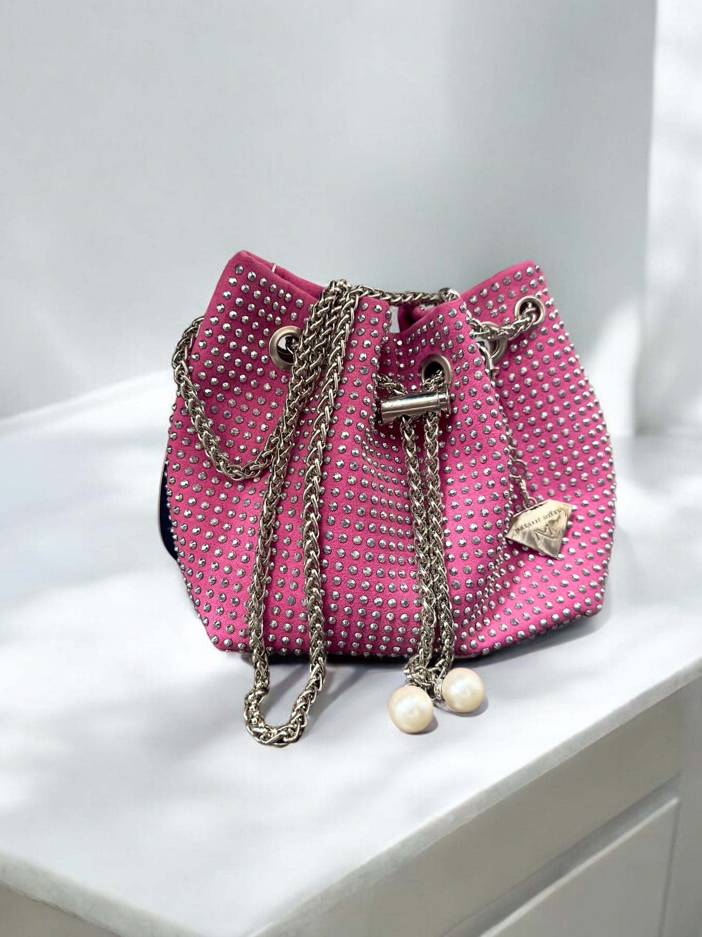 Rhinestone Rena Drawstring Handbag