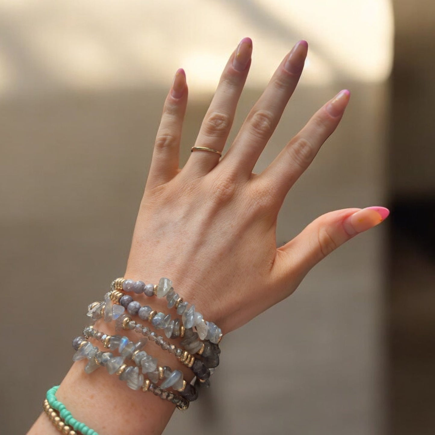 Crystals & Stones Gold Bracelet Set