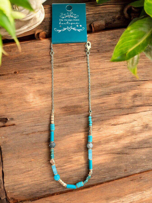 Gold & Turquoise Beaded Necklace