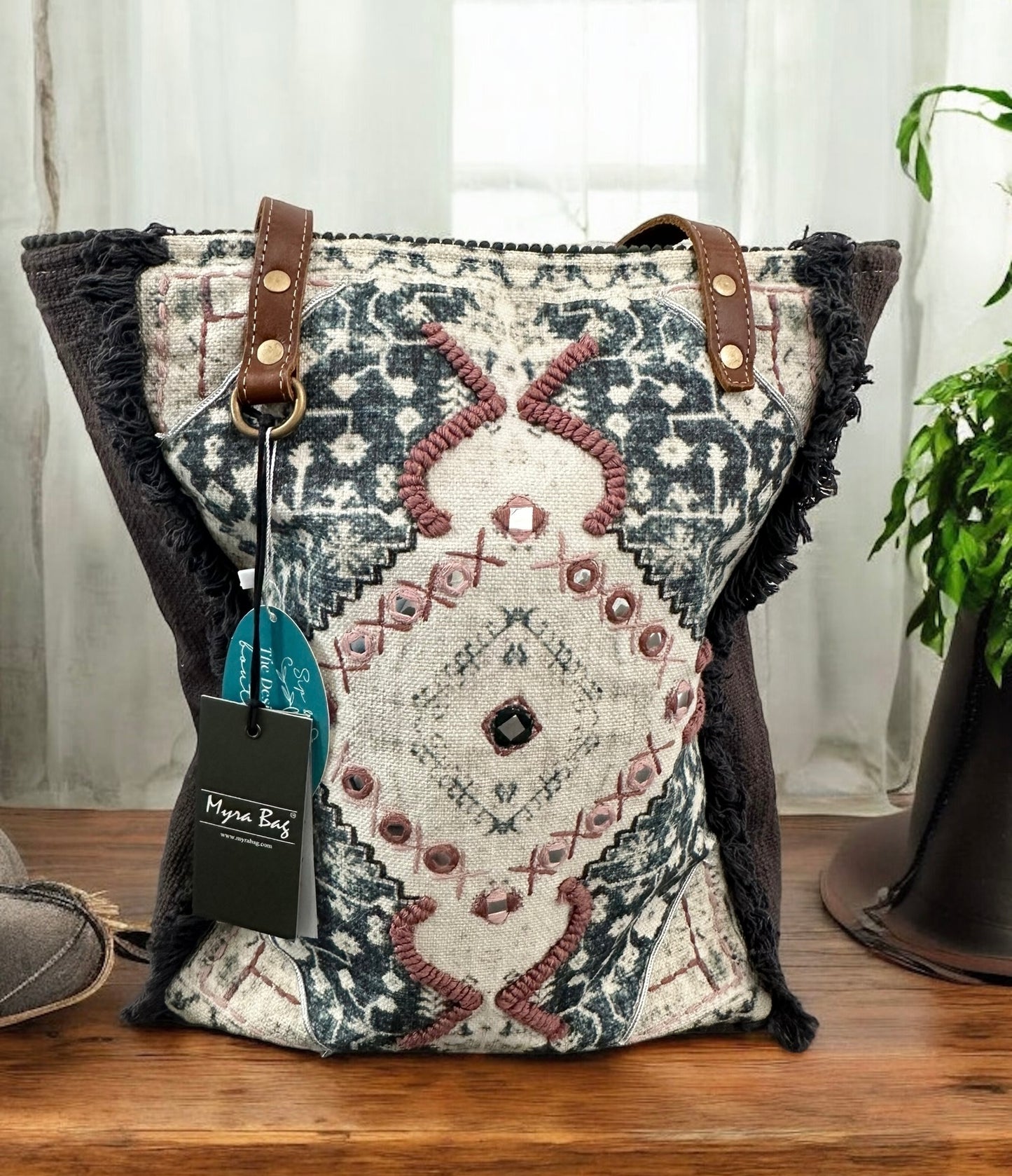 Homestyle Warmth Embroidered Tote Bag