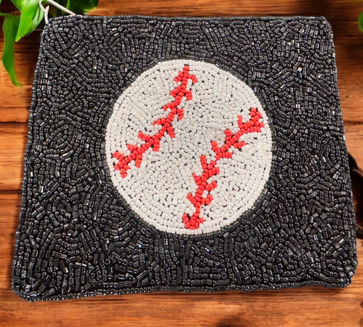 Beaded Baseball Coin Purse