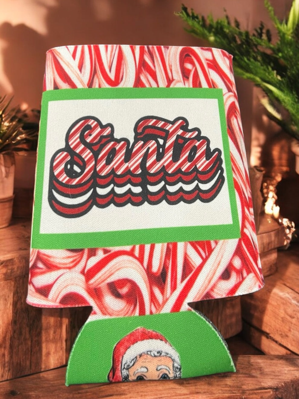 Santa Candy Cane Koozie