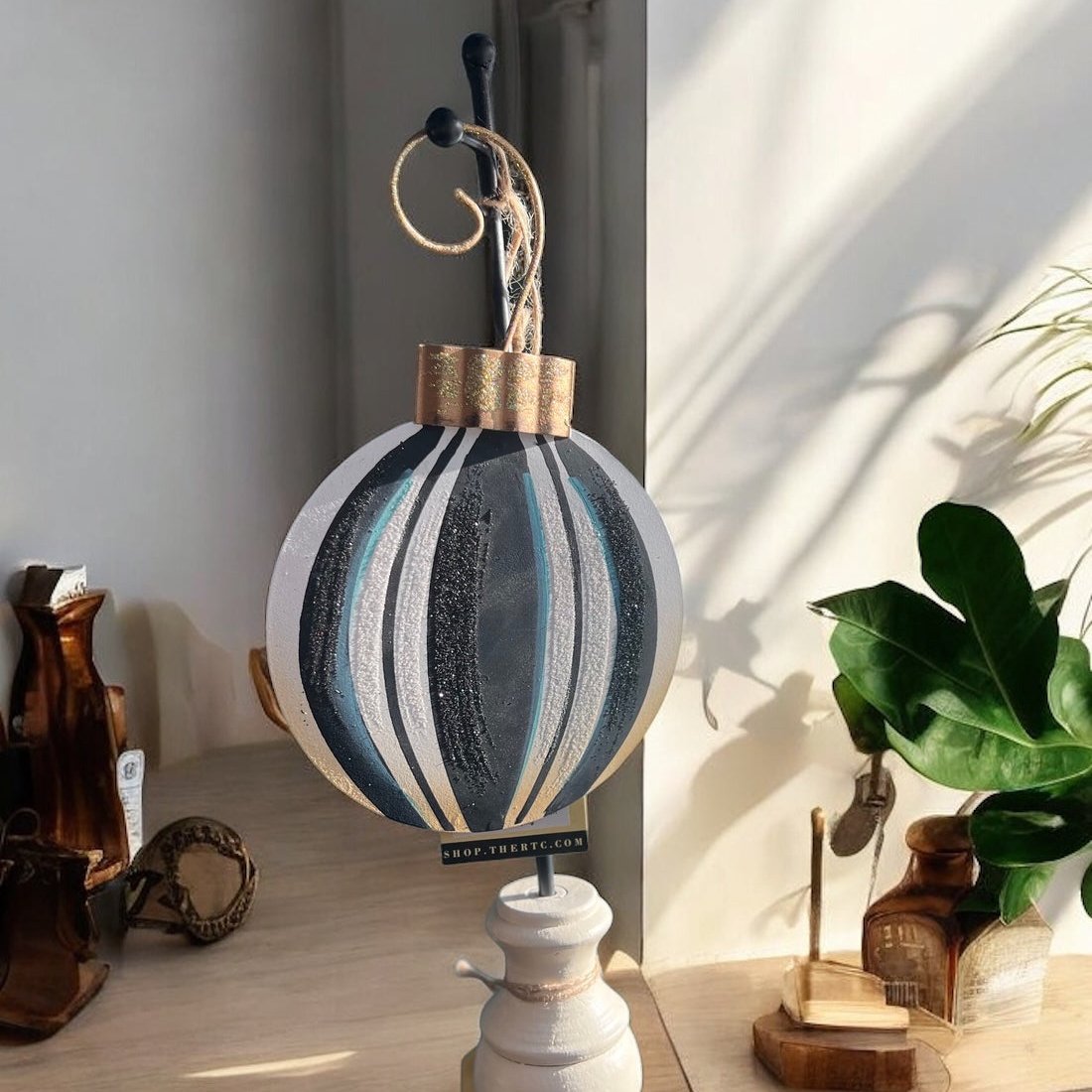 Blue & Black Striped Ornament