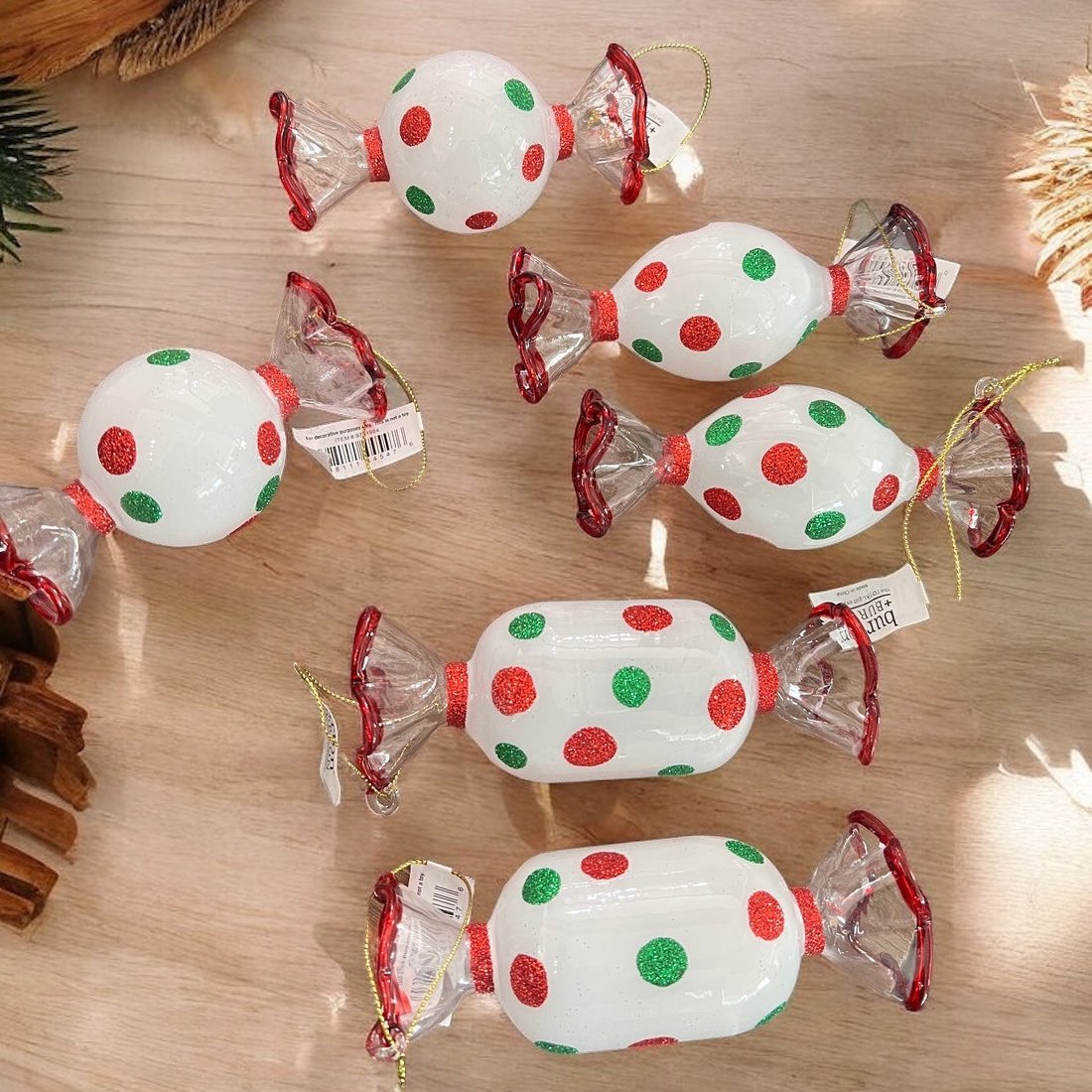 Glass Polka Dot Candy Ornament