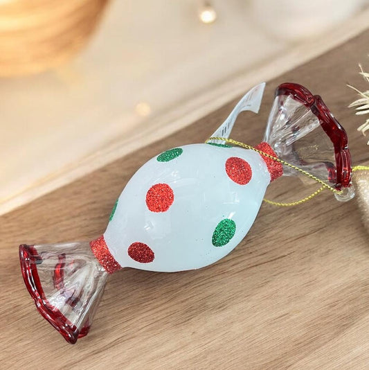 Glass Polka Dot Candy Ornament