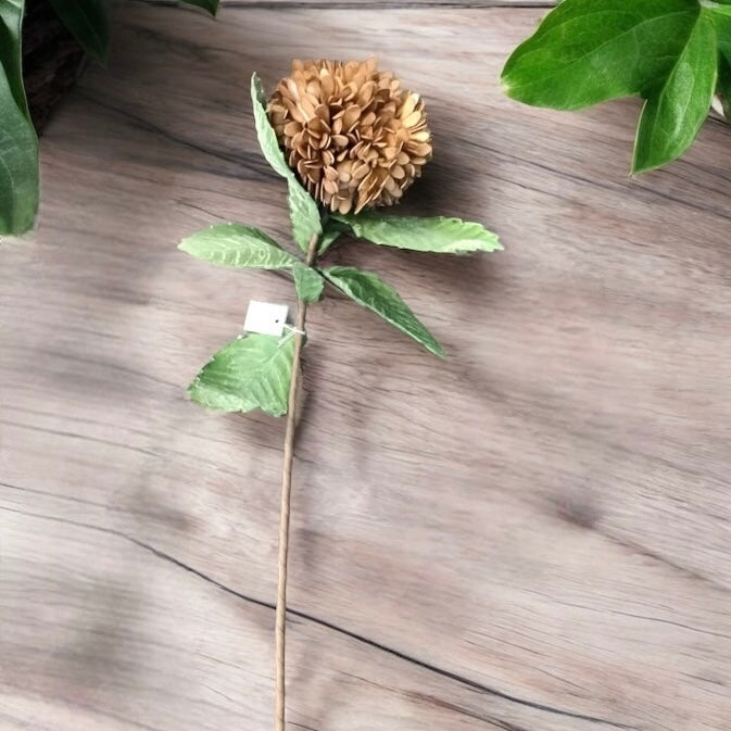 Faux Leather Tan Hydrangea