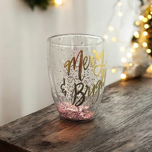 “Merry & Bright” Wine Glass