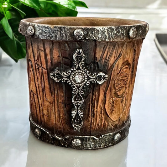 Rustic Silver Cross Cup