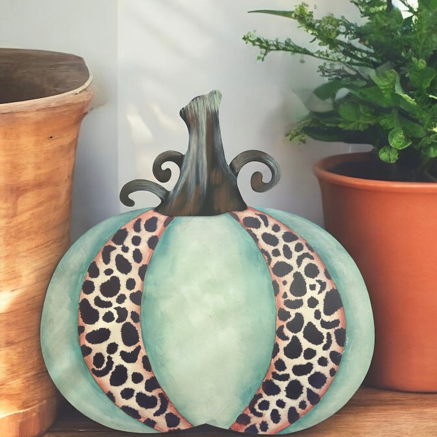 Mint & Leopard Striped Pumpkin