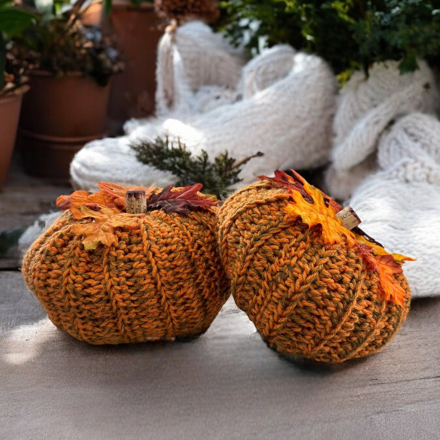 Orange & Green Knit Pumpkin