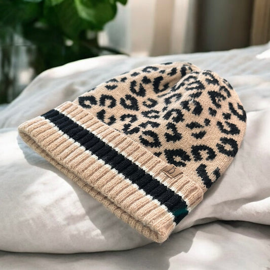 Knit Cheetah Print Beanie