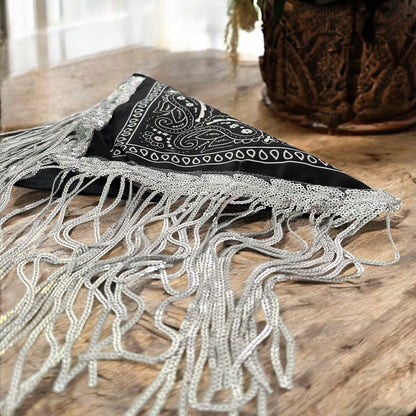 Silver Fringed Bandanna