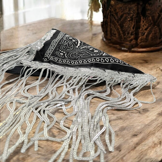 Silver Fringed Bandanna