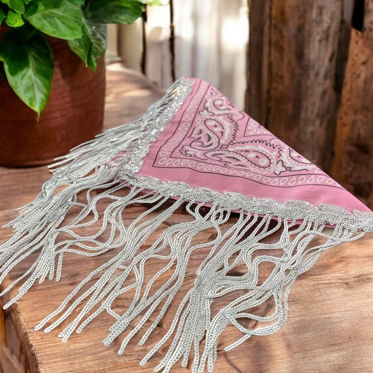 Silver Fringed Bandanna