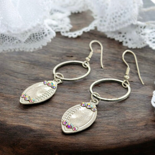 Studded Football Drop Earrings