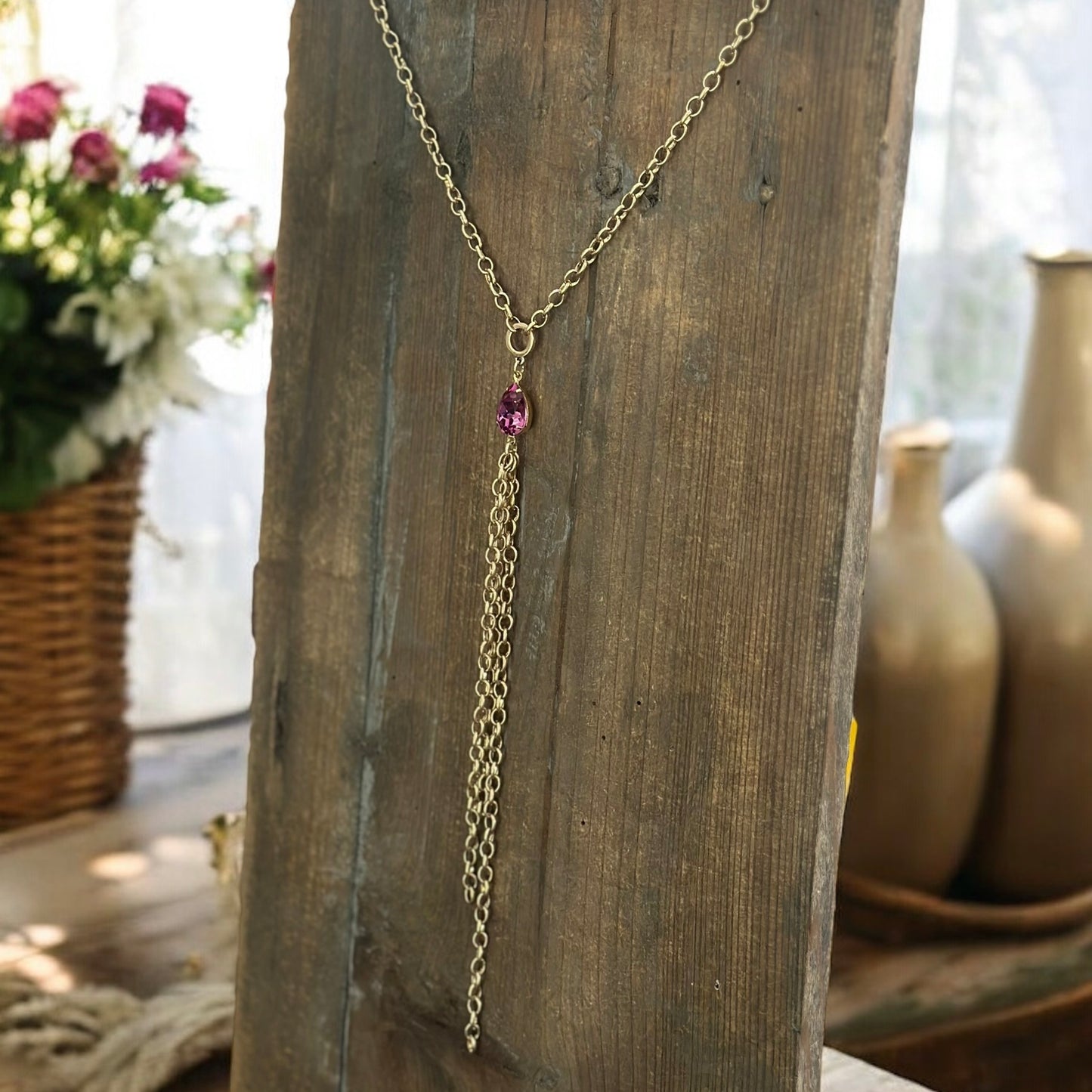 Fringed Chain Crystal Necklace