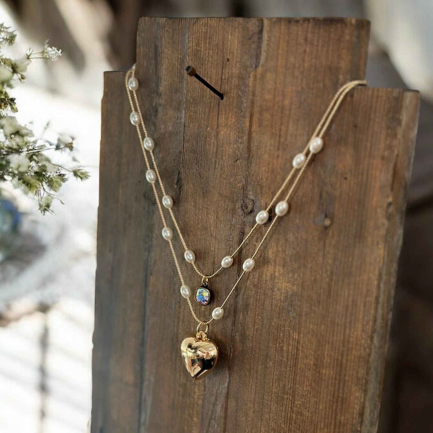 Gold Pearl Beaded Necklace