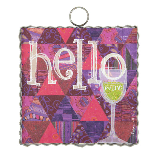 Round Top Hello Wine Charm