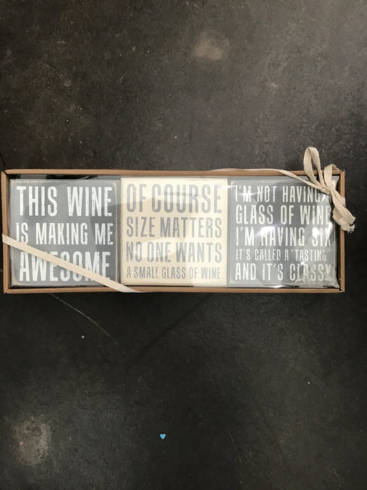 Wine box sign trio