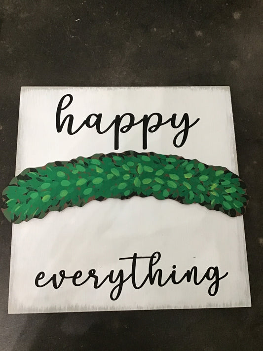 Round Top Happy Everything with Green Wreath