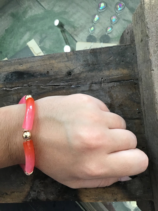 Hot Pink Bracelet with Gold Ball Jewels